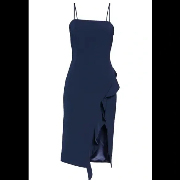 Bardot Carmelle blue ruffle slit Cocktail Dress - Picture 5 of 15